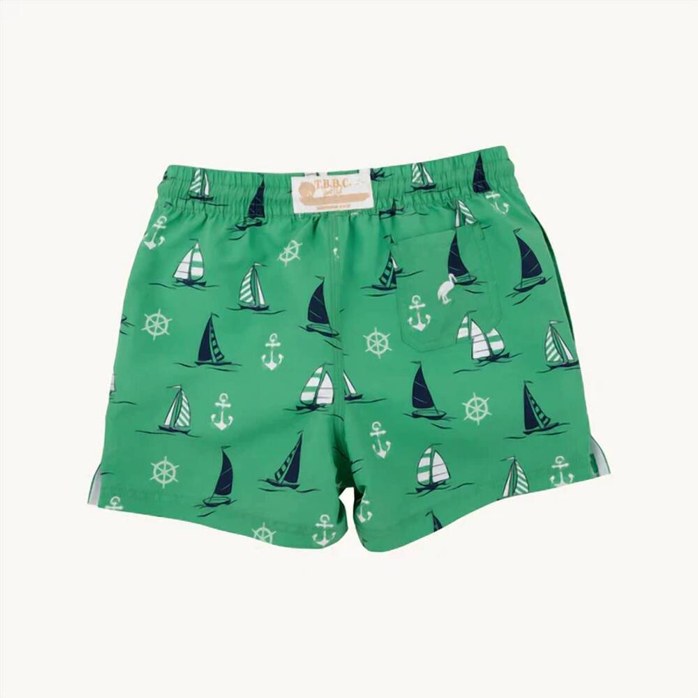 NEW THE BEAUFORT BONNET COMPANY boy's tortola swim trunks in green - Picture 2 of 5